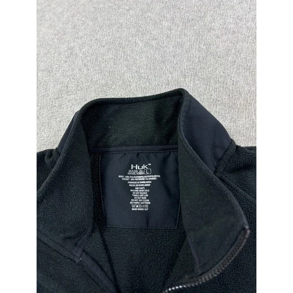 HUK Coastline Fleece Full Zip Jacket (Men's Large) Black - Picture 3 of 12